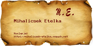 Mihalicsek Etelka névjegykártya